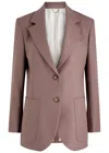 Victoria Beckham Womens Mauve Single-breasted Notch-lapel Wool-blend Blazer In Pink