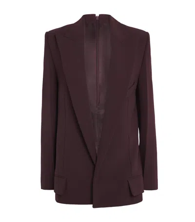 Victoria Beckham Twill Peak-lapel Blazer In Burgundy