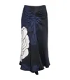 Victoria Beckham Twill Printed Midi Skirt In Blue