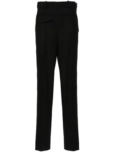 Victoria Beckham Twill Tapered Trousers In Black