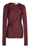 Victoria Beckham Twist Armhole Detailed Top In Burgundy