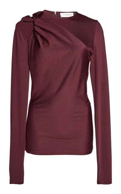 Victoria Beckham Twist Armhole Detailed Top In Burgundy