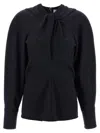 Victoria Beckham Womens Navy Twisted-neckline Textured Stretch-woven Blouse In Blue