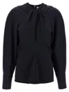 Victoria Beckham Womens Navy Twisted-neckline Textured Stretch-woven Blouse In Blue