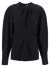 Victoria Beckham Womens Navy Twisted-neckline Textured Stretch-woven Blouse In Blue