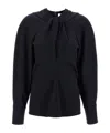 Victoria Beckham Womens Navy Twisted-neckline Textured Stretch-woven Blouse In Blue