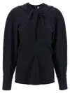 Victoria Beckham Womens Navy Twisted-neckline Textured Stretch-woven Blouse In Blue