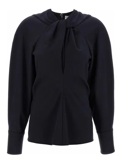 Victoria Beckham Twist Detail Blouse In Black