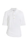 Victoria Beckham Twist Detail Cotton Polo Top