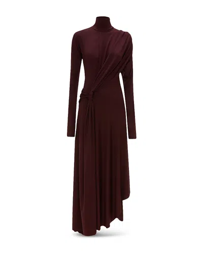 Victoria Beckham Twist Detail High Neck Midi Dress In Burgundy