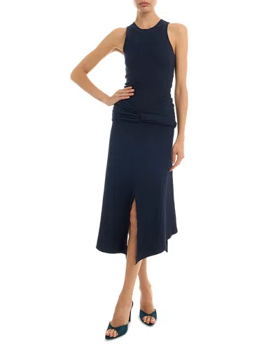 Victoria Beckham Twist Detail Midi Skirt In Blue