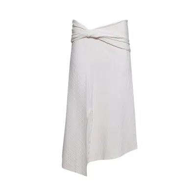 Pre-owned Victoria Beckham Twist Detail Midi Skirt 'white' | Women's Size S