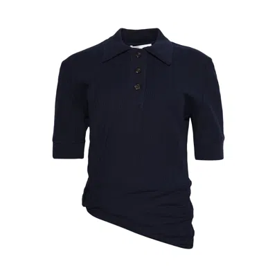 Pre-owned Victoria Beckham Twist Detail Polo Top 'navy' | Blue | Women's Size M