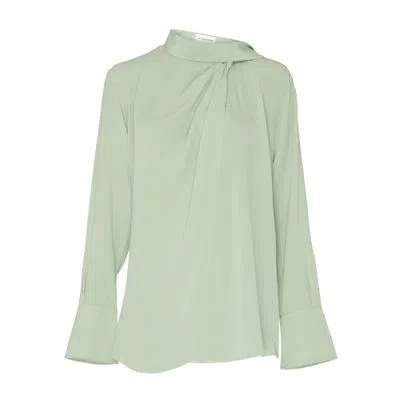 Victoria Beckham Twist Detail Scarf Top In Green
