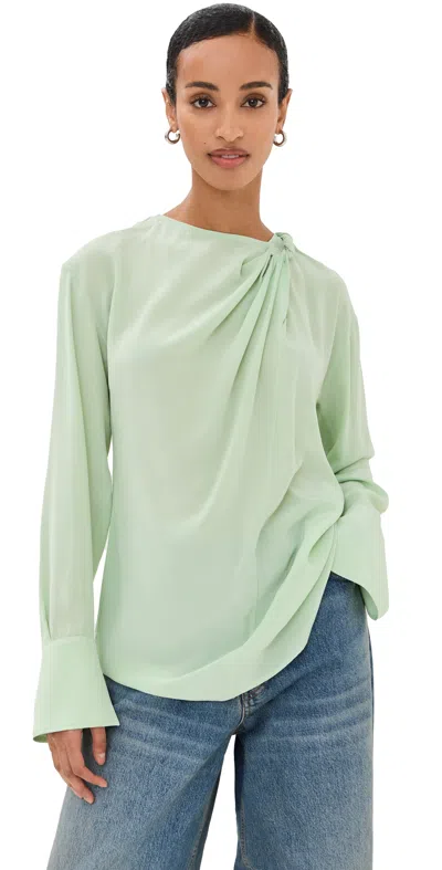 Victoria Beckham Light Green Silk Crepe De Chine Dress