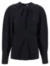 Victoria Beckham Womens Navy Twisted-neckline Textured Stretch-woven Blouse In Blue