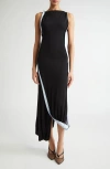 Victoria Beckham Twist Double Layer Sleeveless Jersey Dress In Black