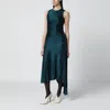 Victoria Beckham Womens Dark Teal Twist Asymmetric-hem Woven Midi Dress In Green