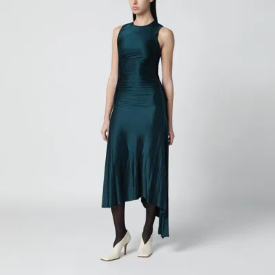 Victoria Beckham Blue Solid Round Neck Maxi Dress In Black