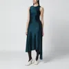 Victoria Beckham Womens Dark Teal Twist Asymmetric-hem Woven Midi Dress In Blue