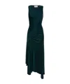 Victoria Beckham Womens Dark Teal Twist Asymmetric-hem Woven Midi Dress In Blue