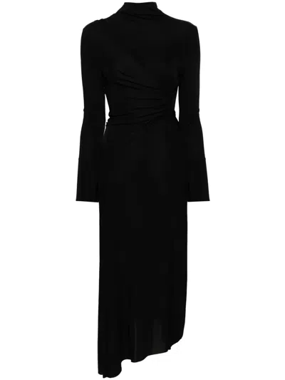 Victoria Beckham Twist-ruched Midi Dress In Black