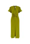 Victoria Beckham Womens Parakeet V-neck Asymmetric-hem Stretch-woven Midi Dress In Green
