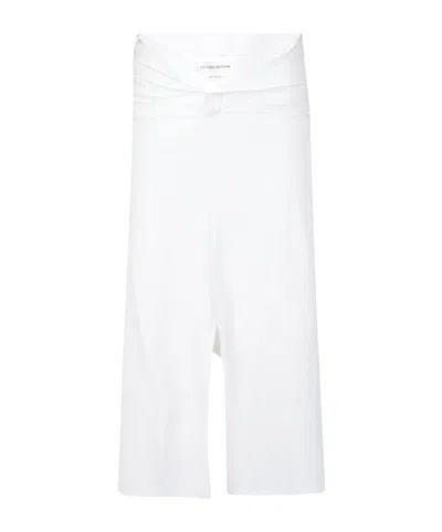 Victoria Beckham Twist-front Ribbed Skirt In White