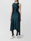 Victoria Beckham Womens Dark Teal Twist Asymmetric-hem Woven Midi Dress In Green