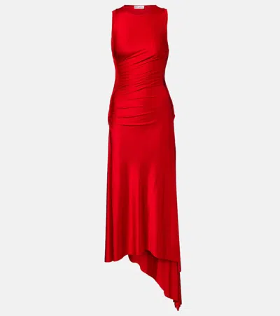 Victoria Beckham Twist Ruched Jersey Midi Dress In Red