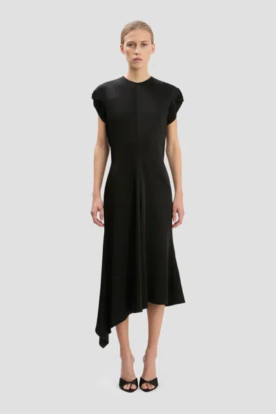 Victoria Beckham Twist Shoulder Dress In Black