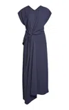 Victoria Beckham Twist Waist Midi Dress In Blue