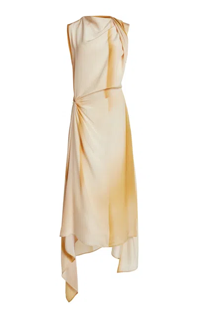 Victoria Beckham Twist-detailed Silk Midi Dress In Yellow