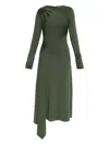 Victoria Beckham Womens Oregano Asymmetric Twist Stretch-woven Midi Dress In Green