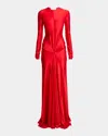 Victoria Beckham Twisted Cutout Long-sleeve Gown