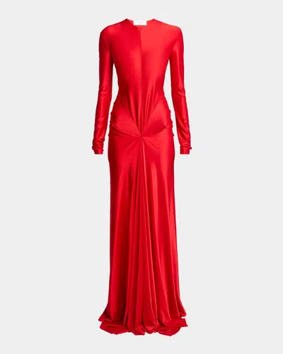 Victoria Beckham Twisted Cutout Long-sleeve Gown