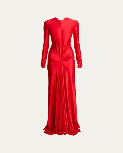 Victoria Beckham Womens Cardinal Red Zip-front Cut-out Stretch-jersey Maxi Dress In Multi