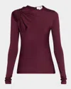 Victoria Beckham Twisted Cutout Long-sleeve Top In Burgundy
