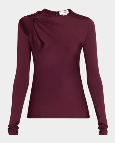 Victoria Beckham Twisted Cutout Long-sleeve Top In Burgundy