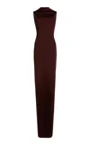 Victoria Beckham Twisted Jersey Maxi Dress In Brown