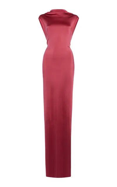 Victoria Beckham Twisted Jersey Maxi Dress In Pink
