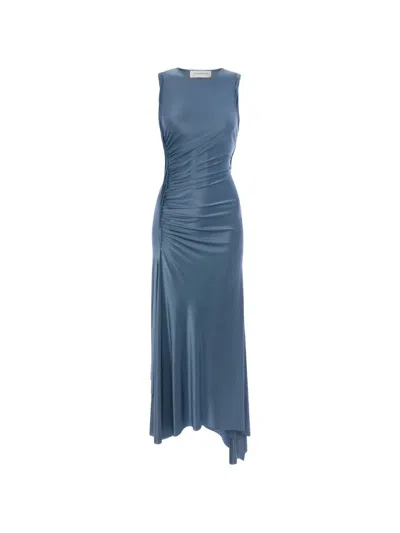 Victoria Beckham Women Blue Round Neck Maxi Dress, M Luxury Dresses For Women Darveys