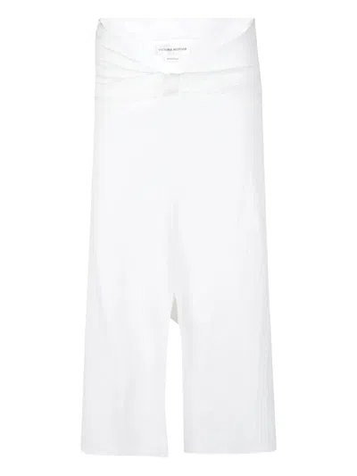 Victoria Beckham Twisted-detail Midi Skirt In White