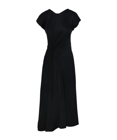 Victoria Beckham Victoria Dolman Sleeve Asymmetric Midi Dress In Black