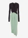 Victoria Beckham Colorblock Knot Detail Jersey Gown In Deep V Neckline