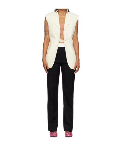 Victoria Beckham Two-tone Sleeveless Jacket In Black