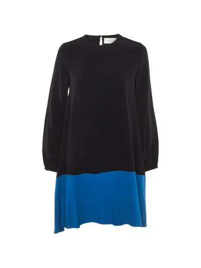 Pre-owned Victoria Beckham Two-tone Long-sleeve Mini Dress In Black