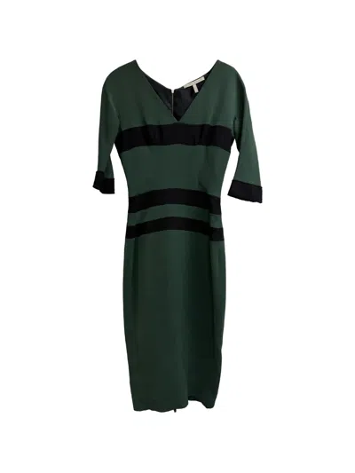 Pre-owned Victoria Beckham Two-toned Midi Dress In Green