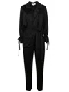 Victoria Beckham Satin Blouse With Belted Waist And Shawl Collar In Black