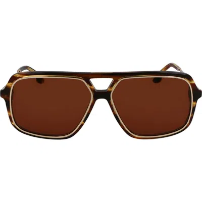 Victoria Beckham V Line 58mm Navigator Sunglasses In Striped Tobacco